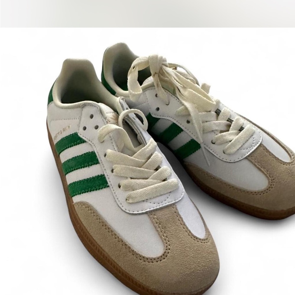 adidas White and Green Samba Low-Top Sneakers - sporty and rich - Picture 3 of 4